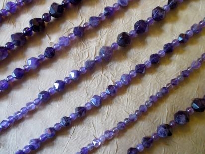 Amethyst Star Faceted Beads - mixed sizes