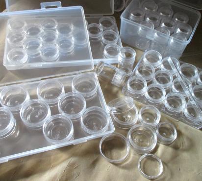 Round Bead Containers - Bead Organizers, empty bead kits, round bead containers in plastic case - multiple sizes and styles