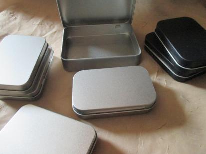 Tins - Silver and Black Hinged Tin - Craft Tin, Gift Tin, Stash Container, Tin Box