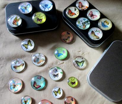 Magnets in Tin - Butterfly Magnets in a Hinged Lid Tin