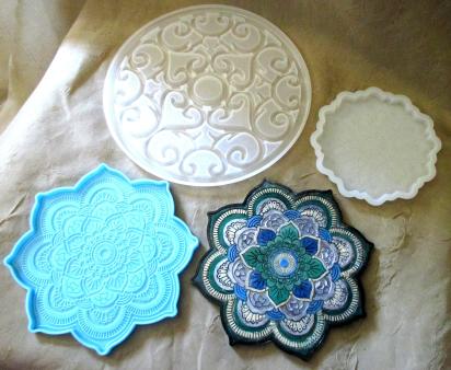 Molds - Mandala Tray Casting Molds - for Epoxy, Clay or other casting medium