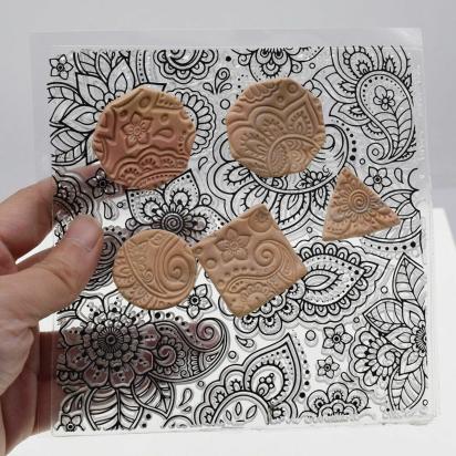 Paisley Mat Mold and Stamp - Texture for Clay, Polymer Clay, Resin and casting - Silicone Cling Stamp