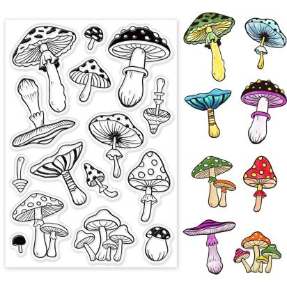 Mushroom Stamp - Silicone Cling Stamp - Texture Embossing Stamp