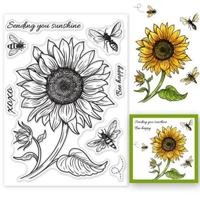 Sunflower Stamps - Silicone Cling Stamp - Texture Embossing Stamp