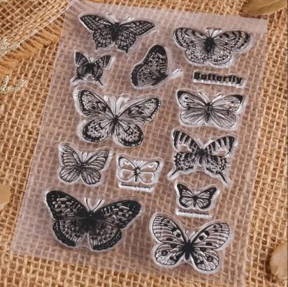 Butterfly Stamps - Silicone Cling Stamp - Texture Embossing Stamp