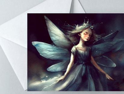 Fairy Cards, Large Note Card, Invites, Birthday, Gift Card