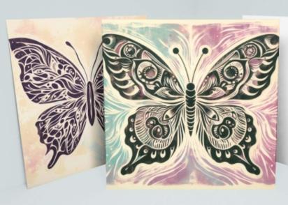 Set of Butterfly Greeting Cards, 4 Designs, Bulk Pack of Cards