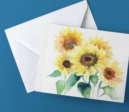 Sunflowers - Single Card or Bulk 10 Pack of Greeting Cards