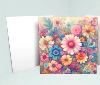 Floral Greeting Cards, Large Note Card, Invites, Birthday, Gift Card