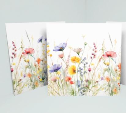 Set of Wildflower Gift Cards, 4 Designs, Bulk Pack of Cards