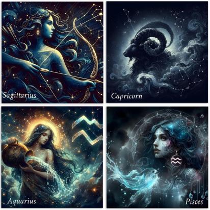 Zodiac Card Set - All Signs, Astrology Greeting Cards, Bulk Pack of Cards