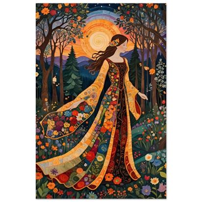 Print on Wood, Floral Forest, Original Art, Ready to Hang