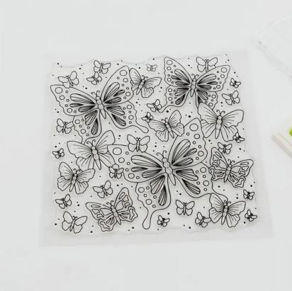 Butterfly Mat Mold and Stamp - Texture for Clay, Polymer Clay, Resin and casting - Silicone Cling Stamp