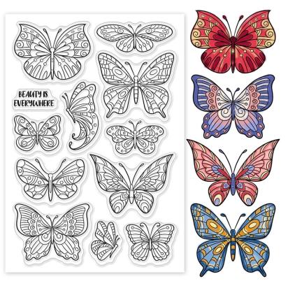 Butterfly Stamps - Silicone Cling Stamp - Texture Embossing Stamp