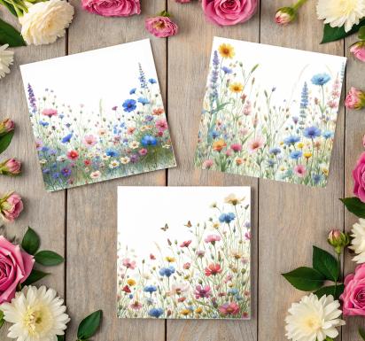 Set of Floral Gift Cards, 3 Designs, Bulk Pack of Cards
