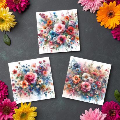 Set of Floral Gift Cards, 3 Designs, Bulk Pack of Cards