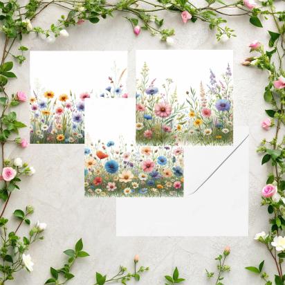 Set of Floral Gift Cards, 3 Designs, Bulk Pack of Cards