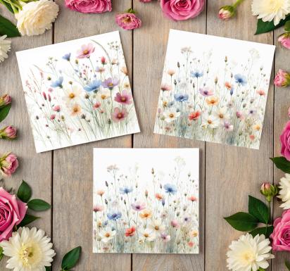 Set of Floral Gift Cards, 3 Designs, Bulk Pack of Cards