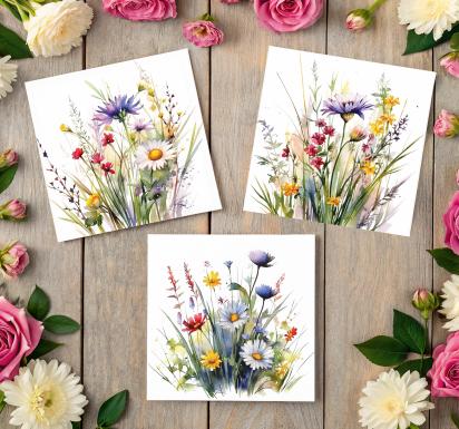 Set of Floral Gift Cards, 3 Designs, Bulk Pack of Cards