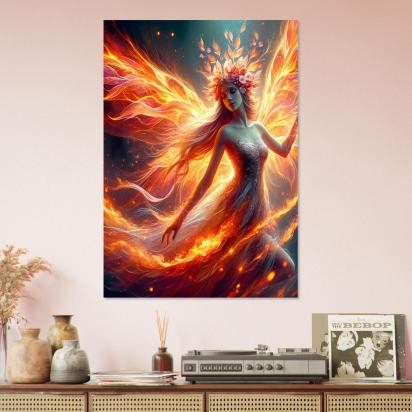 Print on Wood, Fire Fairy, Original Art Printed on Wood Panel