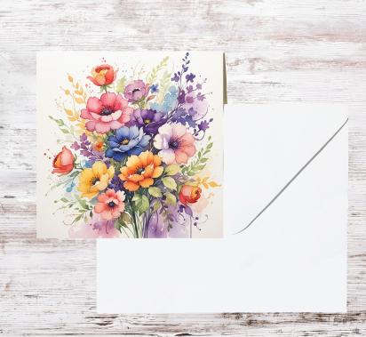 Flowers - Original Art Card - Single Card or Bulk 10 Pack of Gift Cards