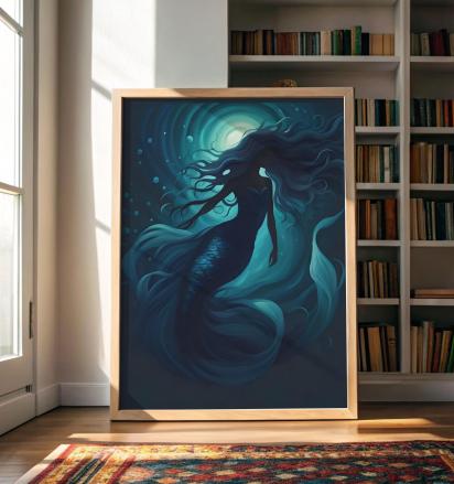 Mermaid Print - Framed or Unframed - Original Art - Print on Paper
