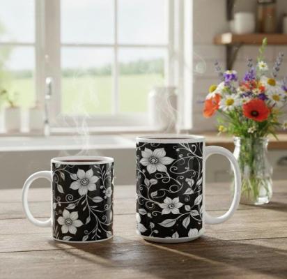Floral Cups -  Large and Small Ceramic Mug