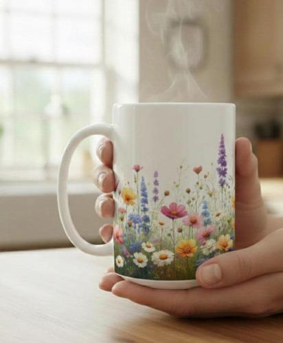 Floral Cups -  Large and Small Ceramic Mugs