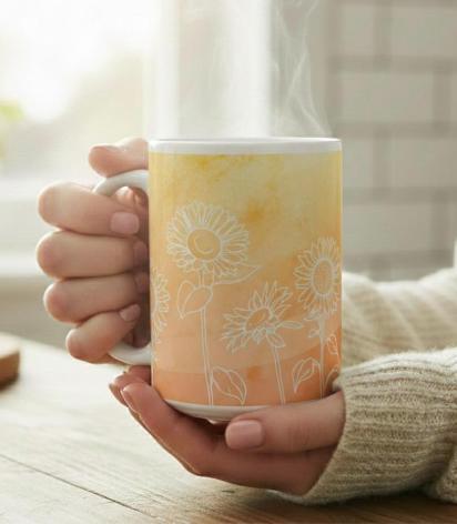 Floral Cups -  Large and Small Ceramic Mugs