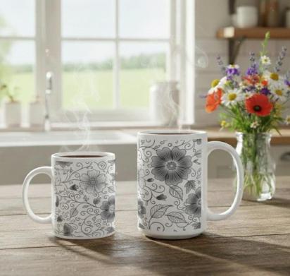 Floral Cups -  Large and Small Ceramic Mug