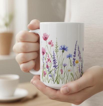 Floral Cups -  Large and Small Ceramic Mugs