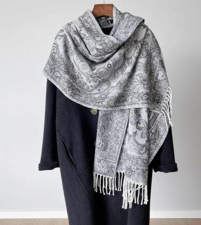 Thick & Soft Pashmina Shawl and Scarf for Women, Jacquard Brocade, Blanket Shawl Wrap