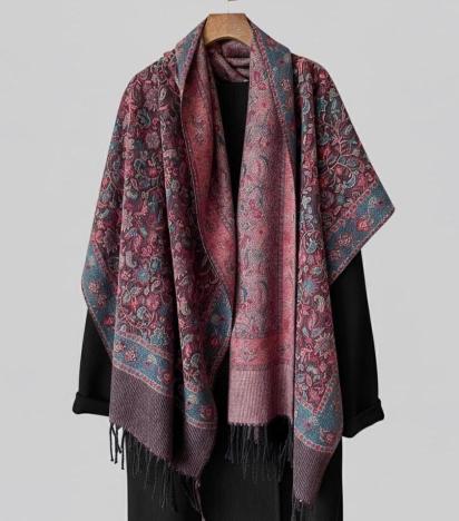 Reversible Soft Pashmina Shawl & Scarf for Women, Jacquard Brocade, Shawl, Sarong or Head Wraps
