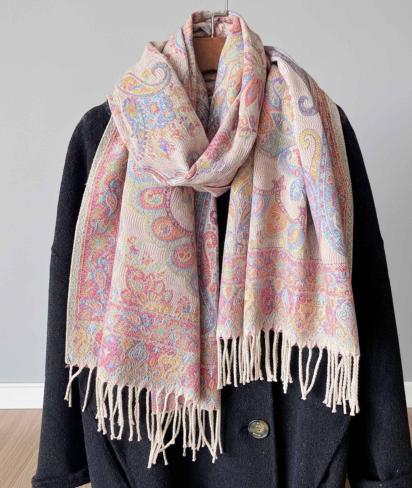 Reversible Soft Pashmina Shawl & Scarf for Women, Jacquard Brocade, Shawl, Sarong or Head Wraps