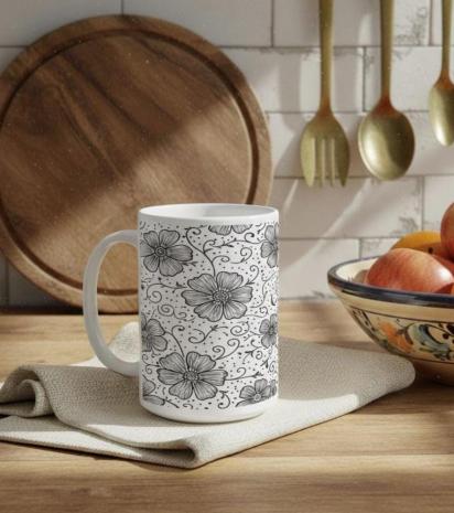 Floral Cups -  Large and Small Ceramic Mugs