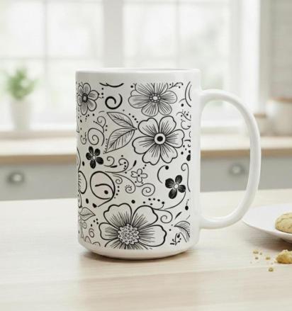 Floral Cups -  Large and Small Ceramic Mugs