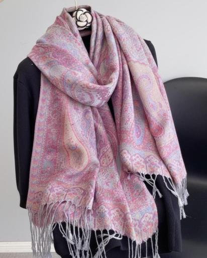 Soft Pashmina Shawl & Scarf for Women, Jacquard Brocade, Shawl, Sarong or Head Wraps