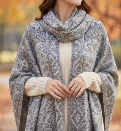 Reversible Soft Pashmina Shawl & Scarf for Women, Jacquard Brocade, Shawl, Sarong or Head Wraps