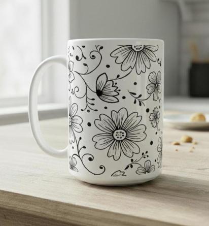 Floral Cups -  Large and Small Ceramic Mugs