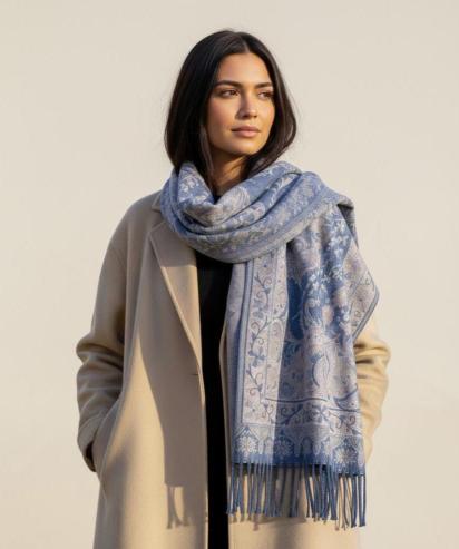 Reversible Soft Pashmina Shawl & Scarf for Women, Jacquard Brocade, Shawl, Sarong or Head Wraps