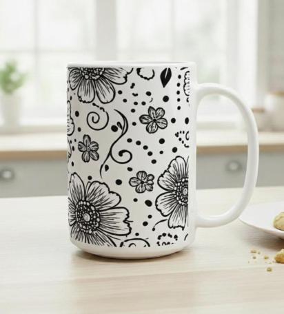Floral Cups -  Large and Small Ceramic Mugs