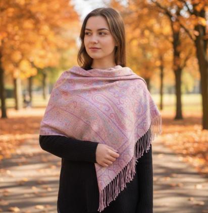 Soft Pashmina Shawl & Scarf for Women, Jacquard Brocade, Shawl, Sarong or Head Wraps