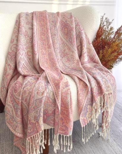 Soft Pashmina Shawl & Scarf for Women, Jacquard Brocade, Shawl, Sarong or Head Wraps