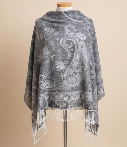 Reversible Soft Pashmina Shawl & Scarf for Women, Jacquard Brocade, Shawl, Sarong or Head Wraps