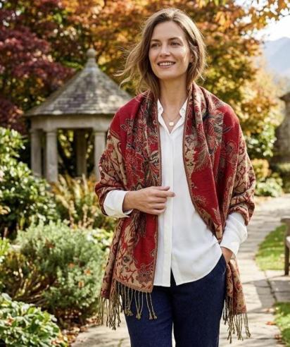 Reversible Soft Pashmina Shawl & Scarf for Women, Jacquard Brocade, Shawl, Sarong or Head Wraps