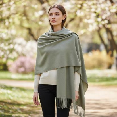 Pashmina Blanket Shawl - Thick Cashmere Wool Blend - Super Soft Wrap