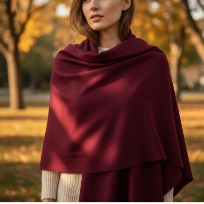 Wine Blanket Shawl - Thick Wide Scarf - Super Soft Wrap