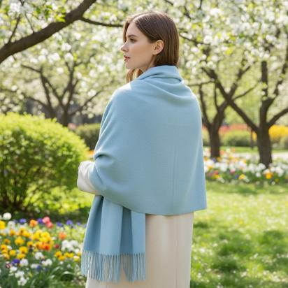 Aqua Shawl - Thick Wide Scarf - Pashmina Super Soft Wrap