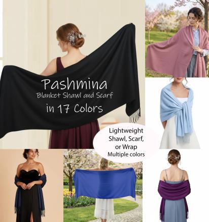 Light Weight Blanket Shawl - 17 Colors - Soft wide Scarf and Wrap
