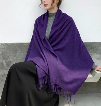 Purple Blanket Shawl - Thick Cashmere Wool Blend - Super Soft Wrap